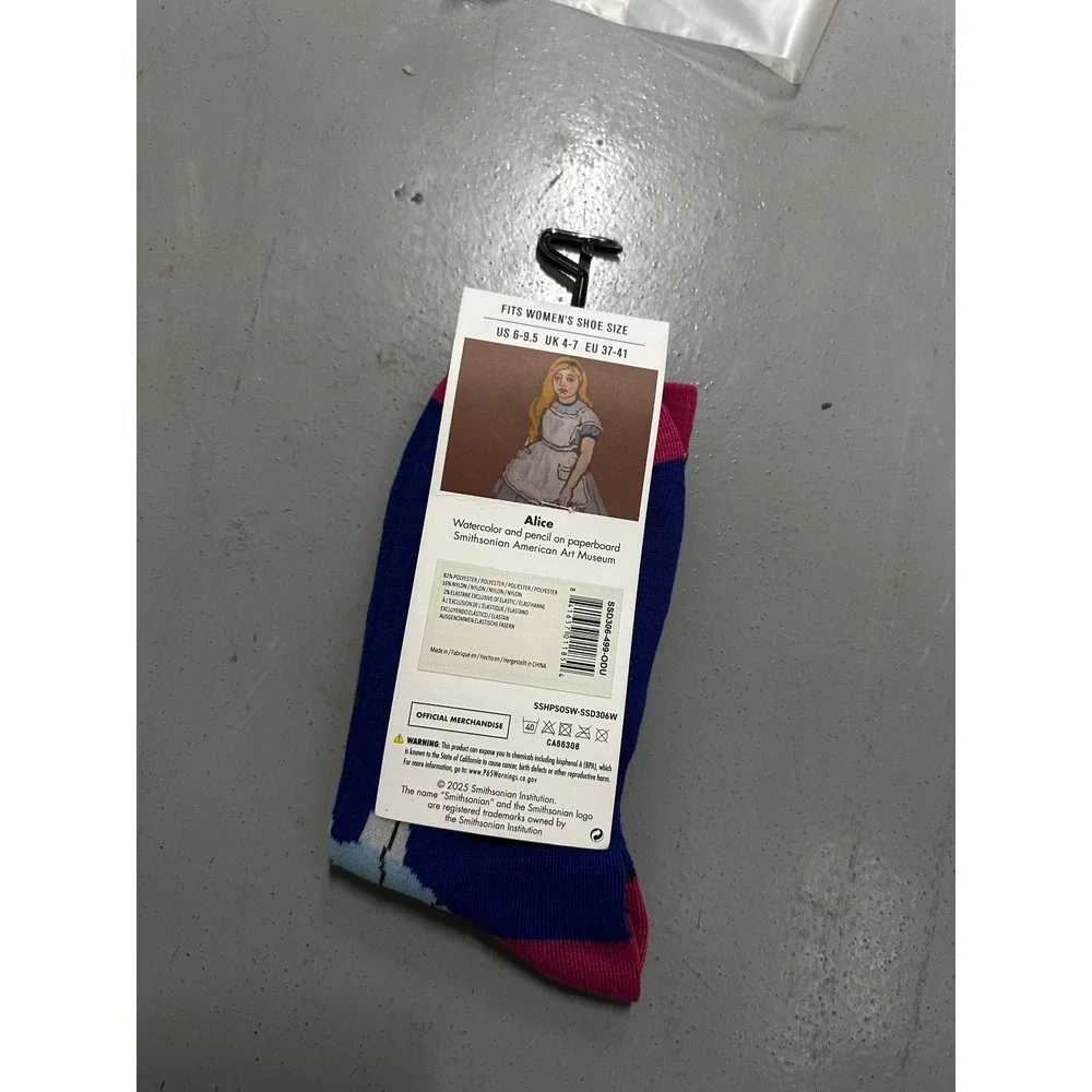 Smithsonian Alice Watercolor Art Museum Crew Socks Womens One Size New